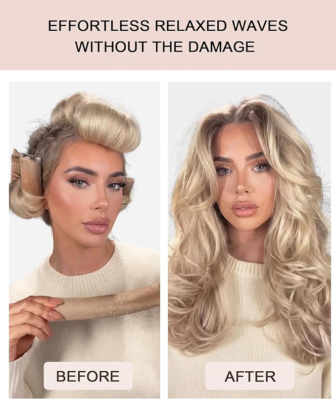 Classic Heatless Curls Overnight Rods No Heat Hair Curlers Curling Iron Jumbo Flexi Rods Large Foam Hair Rollers for Long Short Hair to Sleep in with Satin Scarf Styling Tools Brown