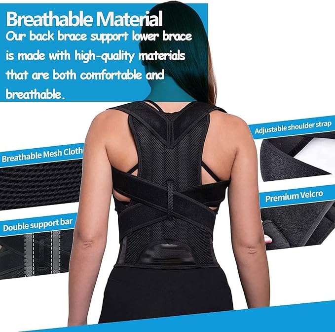 Posture Corrector for Women and Men, Adjustable Back Straightener Posture Corrector,Upper Lower Back Brace Support Belt for Men Women Body Neck Shoulder Trainer (XXL, Grey)