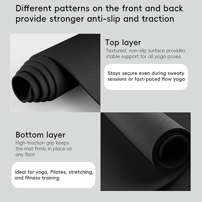 Extra Wide Yoga Mat 72"x 32" - Non Slip TPE Exercise Mat for Home Workout, 6mm High-Density Large Yoga Mat for Men & Women, Eco Friendly Pilates & Fitness Floor Mat with Carry Strap