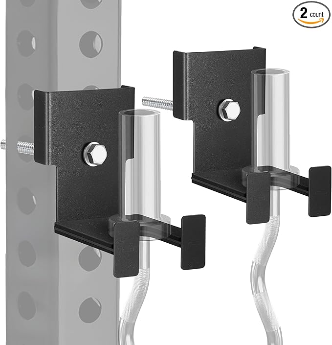 2 Pcs Barbell Holder for 3 x 3 Weight Racks Steel Barbell Mount Rack Vertical Training Curl Bar Holder Fits 5/8''-1'' Holes, No Drilling Required, Bearing 20 Pounds