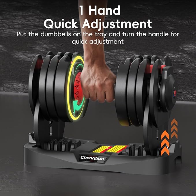Upgraded Adjustable Dumbbell Set of 2 (52.5 lbs/25 lbs), 15/9 Weights Dumbbell Set, Quick Adjustable Dumbbells For Men and Women Home Gym Workout with Anti-Slip Handle, Safe and No Falling