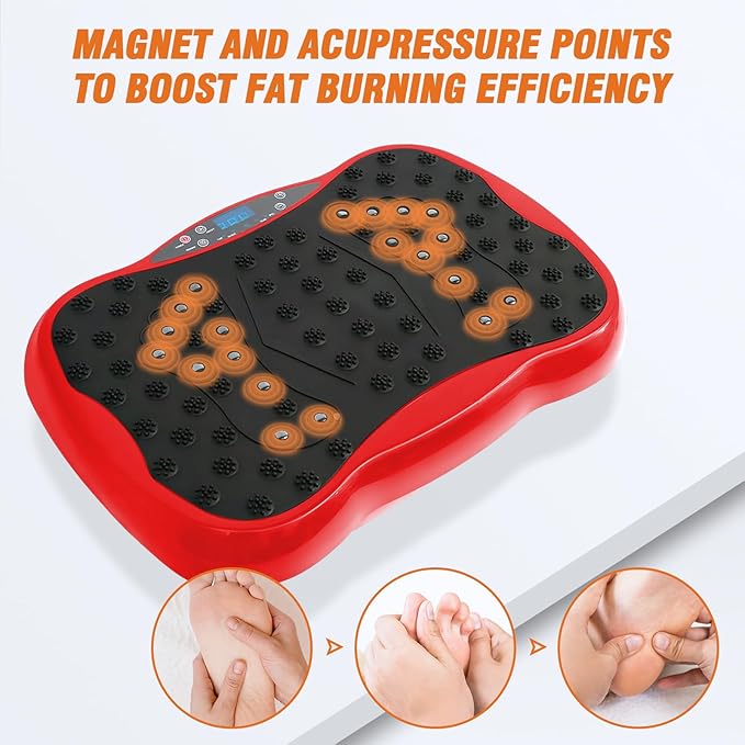 ALSO GO Vibration Plate Exercise Machine, 10 Preset Modes & 200-Level Vibration Platform for Weight Loss/Lymphatic Drainage, 400lbs Capacity Vibration Board with Resistance Bands for Full Body Workout
