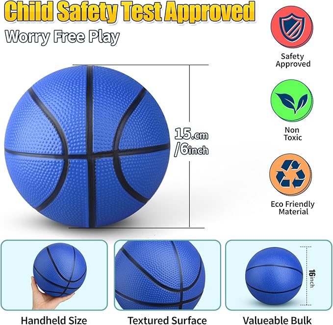 Anzmtosn Mini Basketball Toys for Over Door Indoor Hoops - 7 Inch Pool Basketballs with Pump, Beach Balls, Water Toys for Inflatables Hoops, Playground, Outdoor, Party, Lawn, Yard Arcade Game 5 Pack