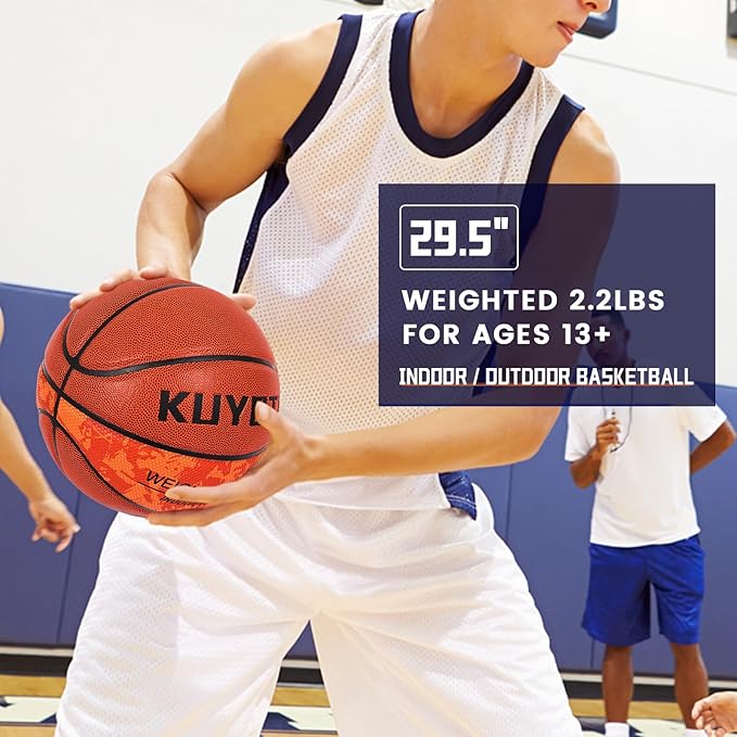 KUYOTQ 3LBS/3.3LBS/2.2LBS Weighted Heavy Training Basketball 29.5/28.5" in and Outdoor Improving Handling Dribbling Passing Rebounding Skill Composite Size 7/6 Weighted Training Basketball Equipment