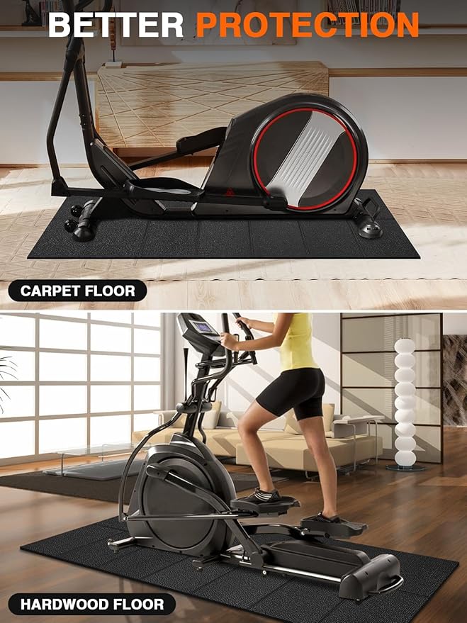 Treadmill Mat 55"x25", WERCHO Foldable Walking Pad Mat for Carpet Hardwood Floors 6mm Heavy-Duty Exercise Equipment Mat for Treadmil Pad,Spin Bike, Elliptical Trainer, Home, Gym
