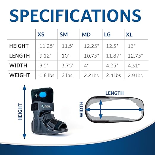 United Ortho Short Air Cam Walker Fracture Boot, Large, Black
