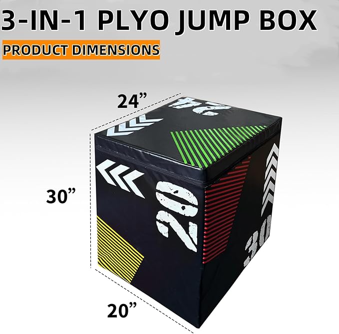 Hipicute Plyometric Jump Box, 3 in 1 Soft Plyo Box Plyo Jumping Exercise Box for Home Gym