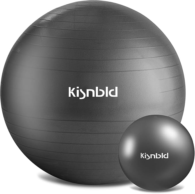 kisnbld Exercise Ball, Extra Thick Yoga Ball for Workout Pregnancy Stability, 4 Sizes Anti-Burst Balance Ball with Foot Pump - Heavy Duty Fitness Ball Chair for Office, Home & Gym