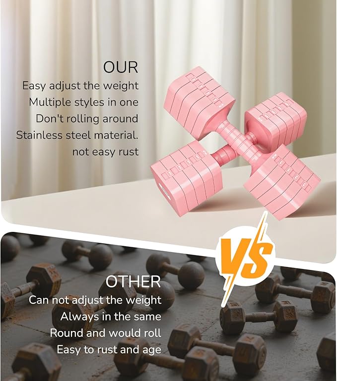 16LBS/20LBS Dumbbells Sets Adjustable Dumbbell Set Hand Weights for Women Men Free Weights Dumbbells Set Exercise Fitness dumbbell sets of 2 for Home Gym Workout Strength Training Equipments