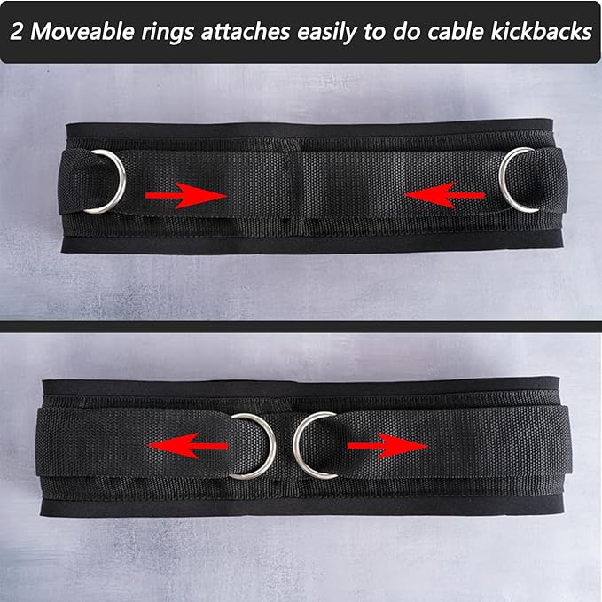 Adjustable Waist Belt Soft Neoprene Padded Belt with 2 Movable Rings for Cable Machines Fitness Exercise Speed Agility Resistance Training