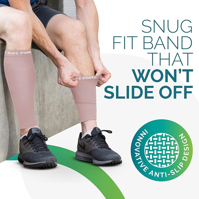 Run Forever Calf Compression Sleeves for Men and Women - Leg Compression Sleeve - Footless Compression Socks for runners