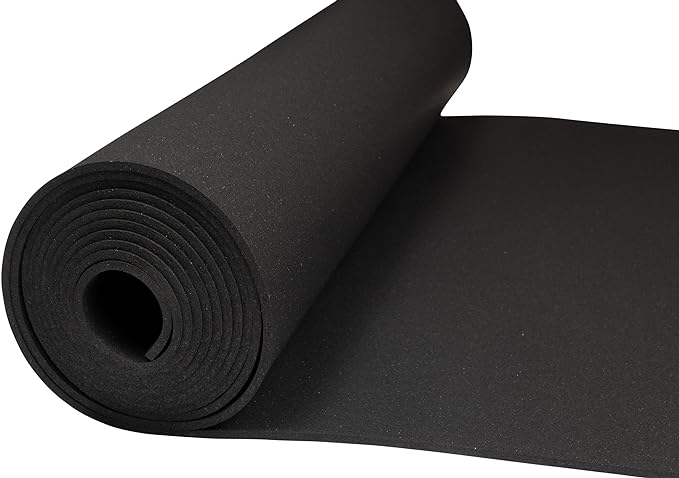 Genaflex Rubber Gym Floor Mat - 8mm Thick - Heavy Duty Commercial Protective Gym Flooring Roll (Black, 4' X 6')