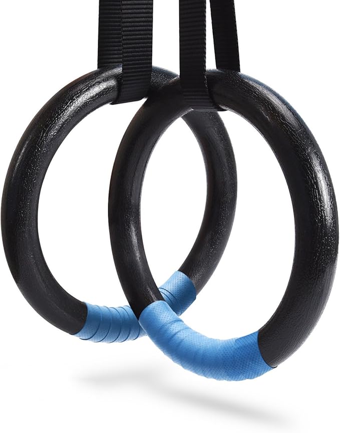 PACEARTH Gymnastic Rings 1100lbs Capacity with 14.76ft Adjustable Buckle Straps Pull Up Exercise Rings Non-Slip Rings for Home Gym Full Body Workout