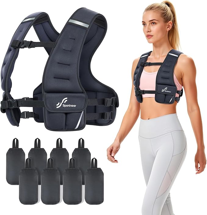 Sportneer Adjustable Weighted Vest Woman: 6-10lb/10-18lb Weighted Walking Vest for Women with 4/8 Weight Packs Fast Adjust Comfortable Weight Vest for Home Gym Burn Calories Strength Training Vests