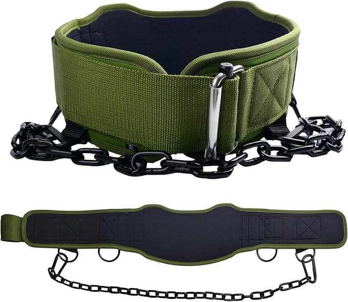 2-in-1 Weightlifting Belt with 36 IN Steel Chain & Self Locking, Dip Belt for Pull Up, Squat, Deadlifts & Added Weight Training