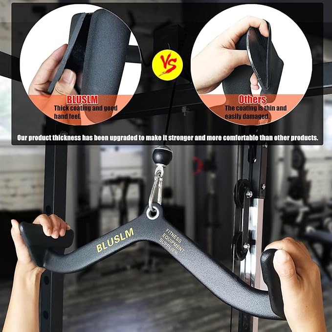 LAT Pull Down Bar for Cable Machine, LAT Pulldown Attachments T-bar V-bar Cable Attachment for Gym, Back Tricep Strength Training Handle