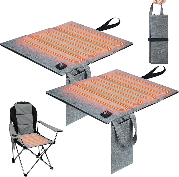 Rossesay 2 Pcs Portable Foldable Heated Seat Cushion Stadium Seat Heating Cushion Pad USB Z Waterproof 3 Mode Adjustable Heated Chair Pad for Indoor Outdoor Sports, Power Bank Not Included