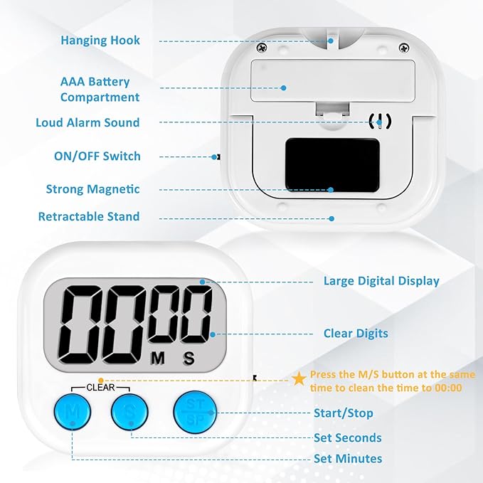 ZILLEEN Classroom Timers for Kids Classroom Magnetic Digital Kitchen Timers for Cooking Teachers Gym Game 12 pcs