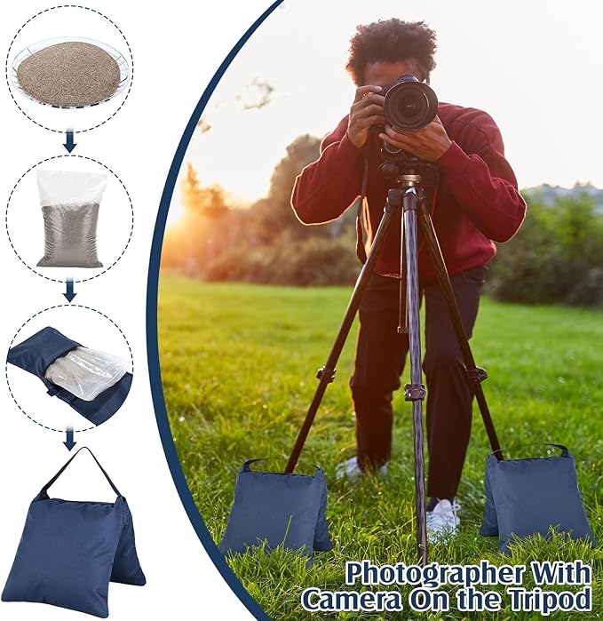 Nuogo Photography Sand Bags Heavy Duty Weight Bags with Metal Hooks, Stabilize Tripods for Wedding Outdoor, Photography Video Studio Boom Mics Furniture Against Wind