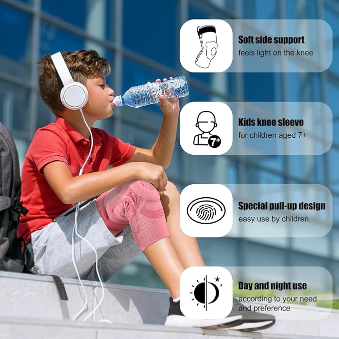 NEENCA Kids Knee Brace Sleeve, Youth Knee Compression Sleeve for Children - Boys & Girls. Child Knee Support with Patella Gel Pad & Side Stabilizers for Knee Pain, Sports, Outdoor - FSA/HSA Approved