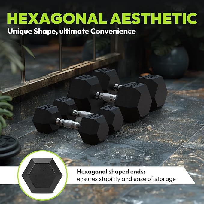 Hex Dumbbell Set, 2.5-65 lb Rubber Encased Exercise & Fitness Dumbbells, Weights Dumbbells Set of 2, Hand Weight for Strength Training