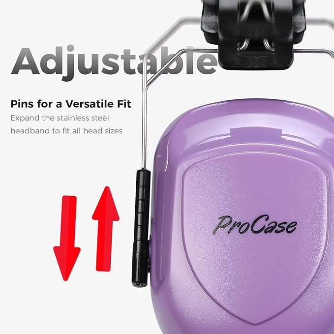 ProCase Noise Reduction Ear Muffs, Sound Proof Ear Protection, NRR 28dB Noise Cancelling Headphones for Adults Kids Autism, Hearing Protection for Mowing -Pure Purple