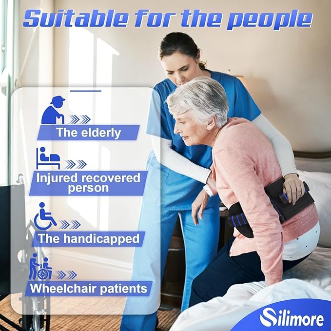 Gait Belt for Seniors with Handles, Gate Belts Medical with Quick Release Latch - Elderly Physical Therapy Transfer Belt for Lifting Seniors,Patients,Disabled(Blue)