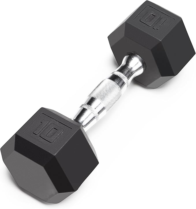 Marcy Classic Rubber Hex Dumbbell with Knurled Grip for Strength Training and Bodybuilding, 5lb - 50lb Single Dumbbell for Exercise & Fitness, Sold Individually