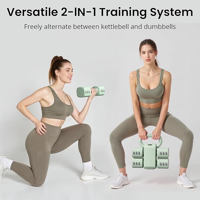 2-in-1 Adjustable Dumbbell Set for Women - 4 Levels (2.2lbs to 12.1lbs) - Home Gym Weights for Women at Home - Fitness Dumbbells