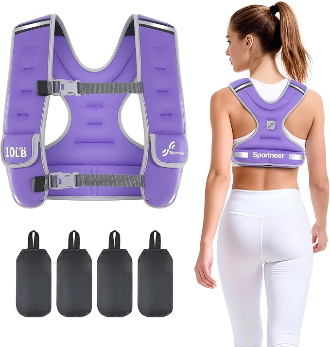 Sportneer Adjustable Weighted Vest Woman: 6-10lb/10-18lb Weighted Walking Vest for Women with 4/8 Weight Packs Fast Adjust Comfortable Weight Vest for Home Gym Burn Calories Strength Training Vests