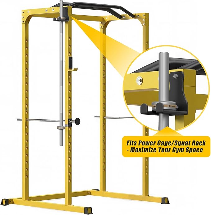 Jusgym Barbell Wall Holder, Durable Olympic Barbell Hanger with Protective Pad, Space Saving Barbell Holder for Squat Rack, Home Gym and Garage, Holds Under 33mm Bar Size
