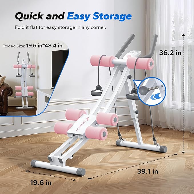 MERACH Dual Track Ab Machine, Adjustable Ab Trainer Machine, Ab Workout Equipment for Home Gym, Ergonomic Arc Track for Better Abs, Foldable Workout Machine for Full Body Workout Home Exercise (Black)