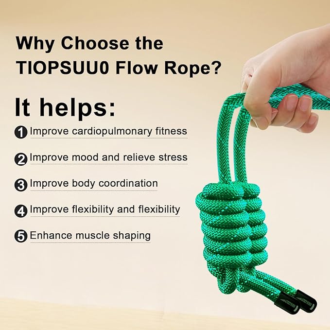 Flow Rope Exercise Jump Rope For Fitness, Working Out, Flow with 9 Ft Adjustable Double Woven Workout Rope For Men, Women, Beginners' Training – Indoor & Outdoor Cardio