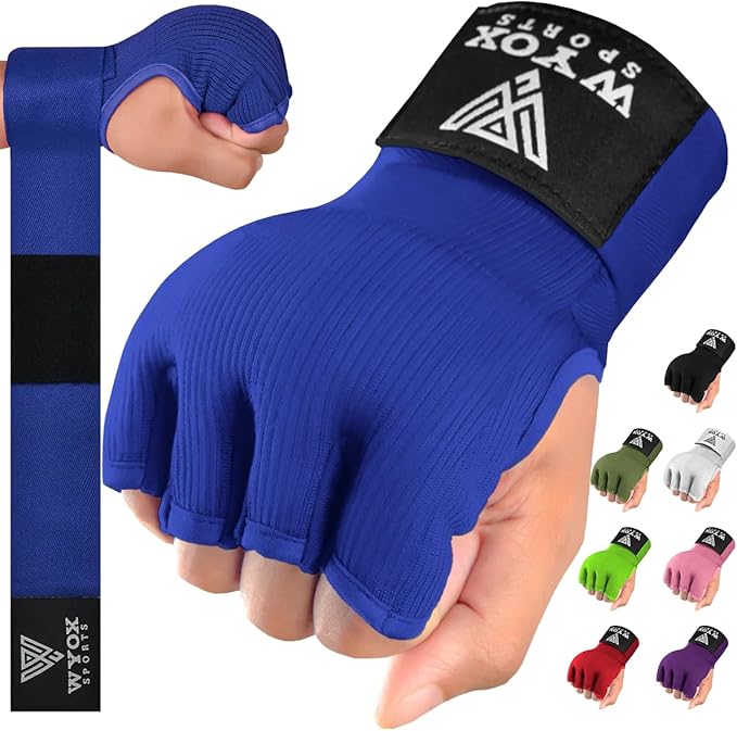 WYOX Gel Boxing Hand Wraps Inner Gloves for Men & Women – 80cm Quick Wrist Strap, Padded Knuckle Support, Fingerless MMA Muay Thai Kickboxing Wraps for Training, Punching & Martial Arts
