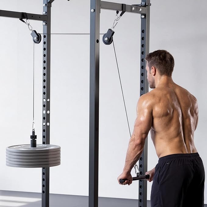VEVOR LAT Pulldown Attachments, Cable Machine Rowing T-bar V-bar Tricep Pull Down Bar, Back Strength Training Rubber Coated Handle Grip, Bicep Curl Tricep LAT Pulldown Bar for Home Gym Fitness