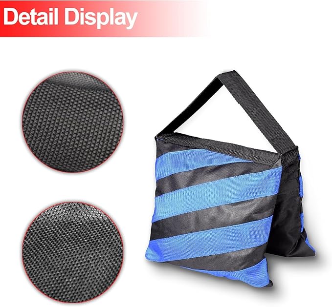 EMART 4 Packs Sand Bags Heavy Duty Sandbags Photography Accessories with 6 Spring Clamps for Backdrop Stand, Light Stand, Photo Tripod, Canopy Weights, Party Pop Up Tent, Fishing Chair, Camping-Blue
