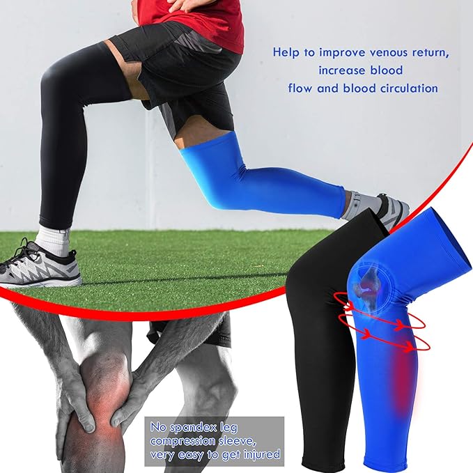 Skylety Leg Sleeves Compression Long Knee Sleeve UV Protect for Men Women Sport Basketball Football
