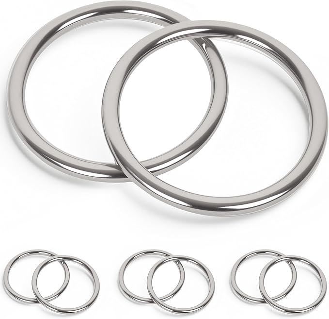 3.15 inch Metal O Rings,Stainless Steel Round Ring Buckles 5/64" Wire Diameter,metal rings for crafts,Solid Welded Loop(8, ID5/64*D3.15(80mm))