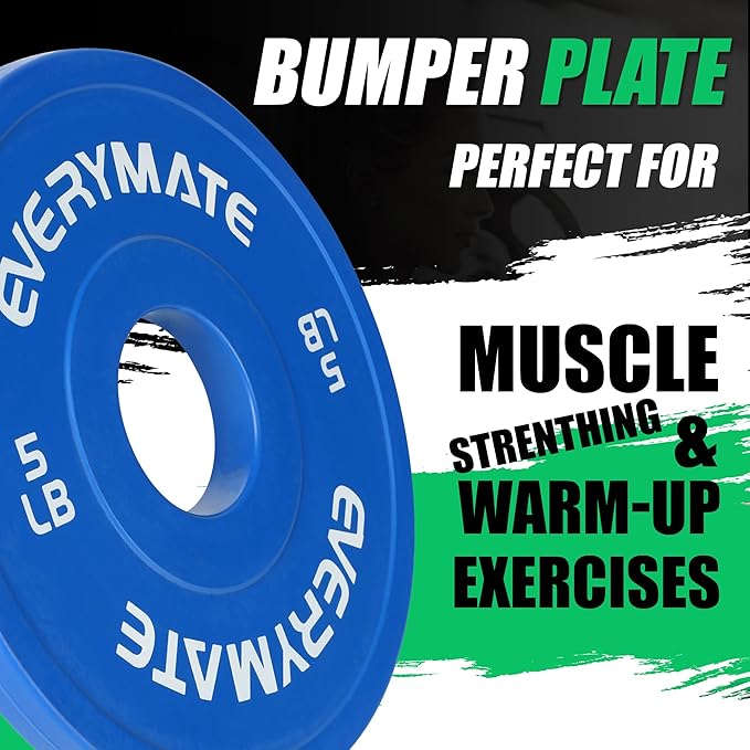 EVERYMATE Fractional Weight Plates - Olympic Bumper Plates for Cross Training - Steel Insert - 1.25LB, 2.5LB, 5LB