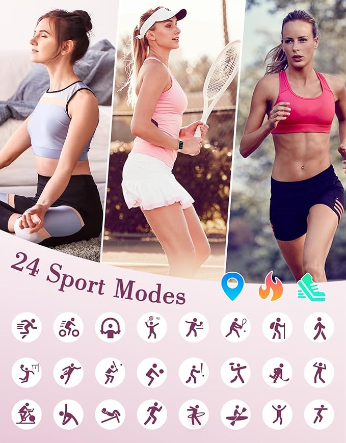 Fitness Watches for Women, LYNN2 Fitness Tracker with Heart Rate Monitor Blood Oxygen/Sleep Tracker Pedometer, Slim Step Tracker Watch for iOS/Android Phones Waterproof (Milky White)
