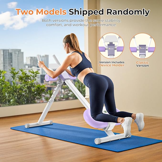 OWLSKY Ab Machine, Adjustable Ab Trainer Machine for Abs Workout at Home Gym, Foldable, Knee Protection, LCD Monitor, Device Holder, 400 LBS,Abdominal Trainer for Stomach Workout