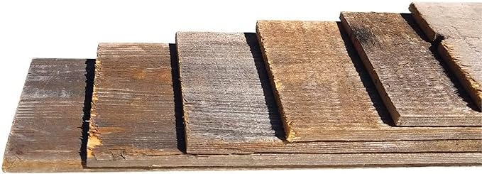 Rockin' Wood Real Wood Nail Up Application Rustic Reclaimed Naturally Weathered Barn Wood Accent Paneling Board Planks for Home Walls (8 Square feet)