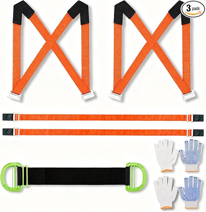 XSTRAP STANDARD Moving Straps Lifting System Kit Moving Strap with Non-Slip Silicone for 2-Person, Widen Handle Lifting Straps for 1-Person for House-Moving, Furniture, Appliances, Boxes