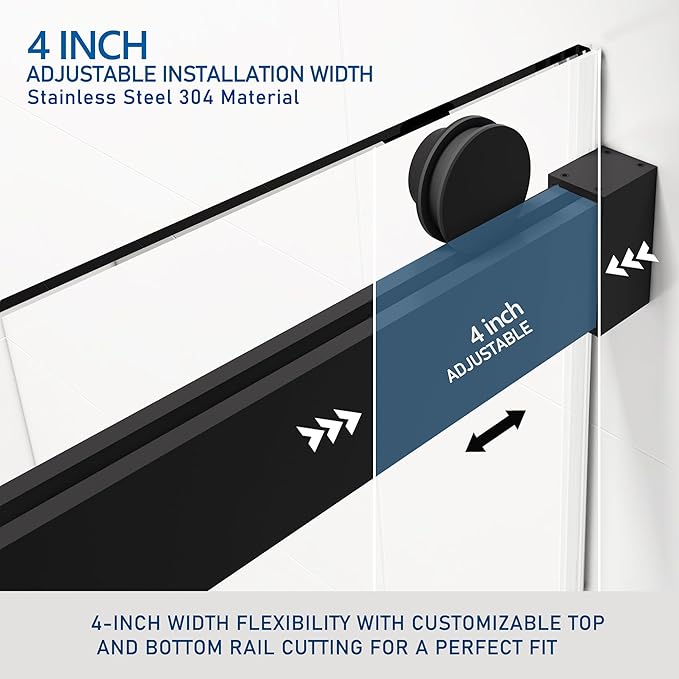 68-72" W x 76" H Shower Door,Frameless Shower Door,Double Sliding Glass Shower Door with 3/8" (10mm) Clear SGCC Tempered Glass, Roller Disc System (Matte Black, 72" Wx76 H-Double Sliding)