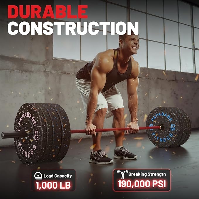 7FT Olympic Barbell 45 lb Barbell 2 INCH 1000lbs/1500lbs Capacity Olympic Bar with Moderate Knurling For Squats Curls Deadlifts