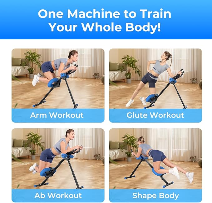 OWLSKY Ab Machine, Adjustable Ab Trainer Machine for Abs Workout at Home Gym, Foldable, Knee Protection, LCD Monitor, Device Holder, 400 LBS,Abdominal Trainer for Stomach Workout