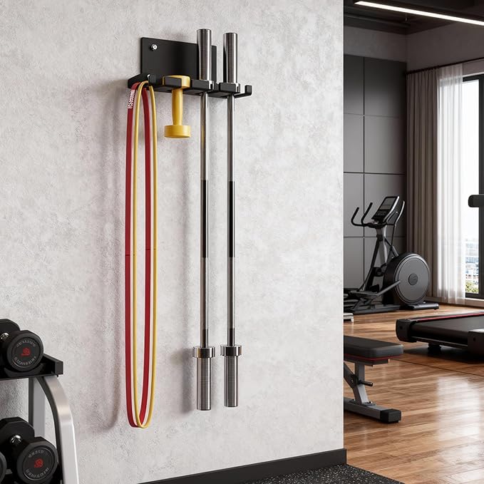 POWER GUIDANCE Olympic Barbell Hanger,Garage Gym Bar Wall Rack,Vertical Barbell Mount Rack,Space Saving Commercial or Home Gym Accessory