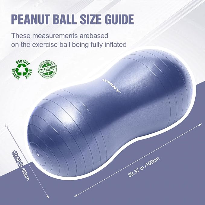 INPANY Peanut Ball - Exercise Ball for Labor Birthing, Anti-Burst Physical Therapy for Kids, Core Strength, Flexible Seating, Home & Gym Fintness, Sensory Chair Wiggle Seat for Girls and Boys