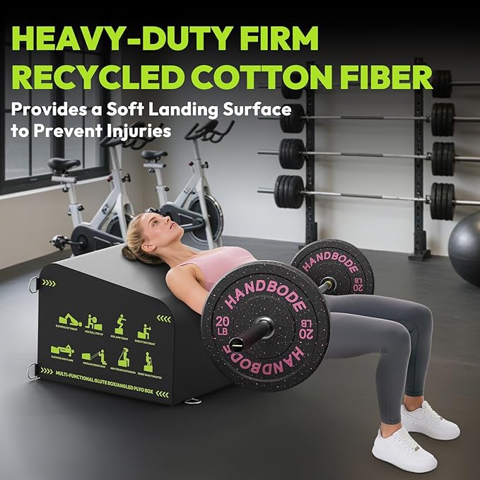 HANDBODE Hip Thrust Bench, Multi-Functional Slip-Free Hip Thrust Machine for Glute Bridge, Box Jump, Push-Ups, Squat, Ab Exercise, Suitable for Home & Gym