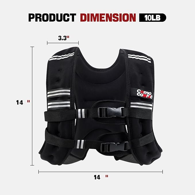 Weighted Vest, 5lb/10lb/12lb/15lb Weight Vest with Reflective Stripe for Women, Men, Rucking Vest for Walking Strength Training Running, Workout, Jogging